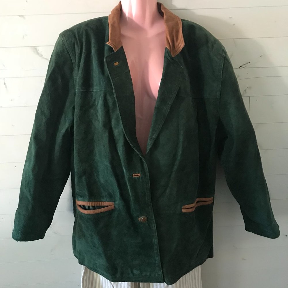 "Outback Red" Suede Green Jacket w/ Flannel Medium